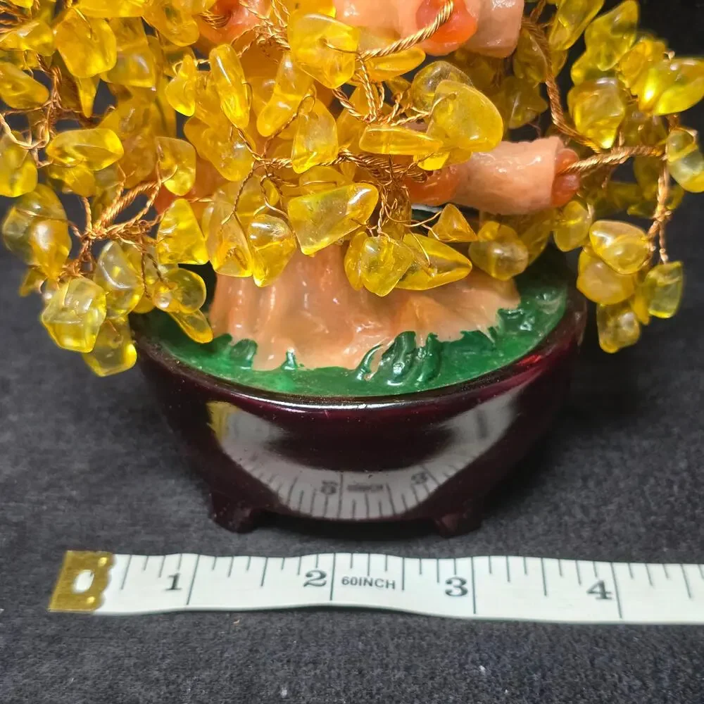 Feng Shui Citrine Gem Tree & Coins Symbolizes Good Fortune Wealth & Prosperity